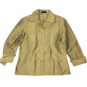 Tan My Button Down Linen Long Sleeve Top